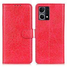 Funda de Cuero Cartera con Soporte Carcasa A04D para Oppo Reno8 4G Rojo