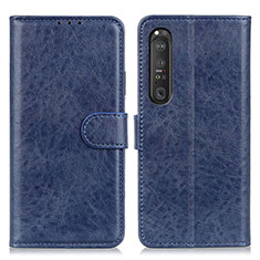 Funda de Cuero Cartera con Soporte Carcasa A04D para Sony Xperia 1 III Azul