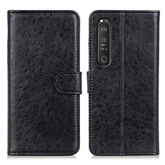 Funda de Cuero Cartera con Soporte Carcasa A04D para Sony Xperia 1 III Negro