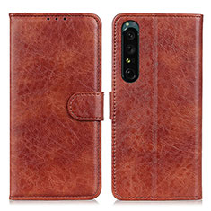 Funda de Cuero Cartera con Soporte Carcasa A04D para Sony Xperia 1 IV Marron