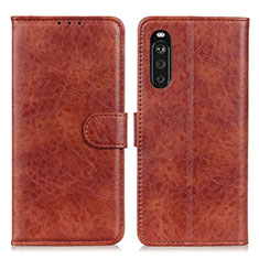 Funda de Cuero Cartera con Soporte Carcasa A04D para Sony Xperia 10 III Lite Marron