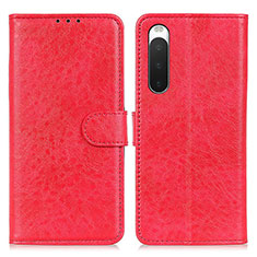 Funda de Cuero Cartera con Soporte Carcasa A04D para Sony Xperia 10 IV SO-52C Rojo