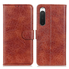 Funda de Cuero Cartera con Soporte Carcasa A04D para Sony Xperia 10 IV SOG07 Marron