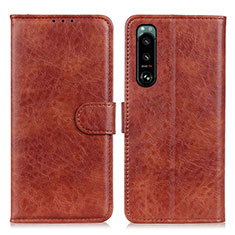 Funda de Cuero Cartera con Soporte Carcasa A04D para Sony Xperia 5 III Marron