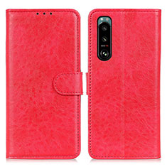 Funda de Cuero Cartera con Soporte Carcasa A04D para Sony Xperia 5 III Rojo