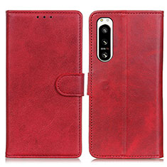 Funda de Cuero Cartera con Soporte Carcasa A04D para Sony Xperia 5 IV Rojo