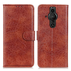 Funda de Cuero Cartera con Soporte Carcasa A04D para Sony Xperia PRO-I Marron