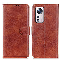 Funda de Cuero Cartera con Soporte Carcasa A04D para Xiaomi Mi 12 5G Marron