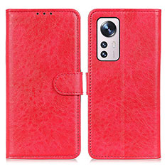 Funda de Cuero Cartera con Soporte Carcasa A04D para Xiaomi Mi 12S 5G Rojo