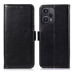 Funda de Cuero Cartera con Soporte Carcasa A04D para Xiaomi Redmi Note 12 Turbo 5G Negro