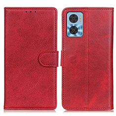 Funda de Cuero Cartera con Soporte Carcasa A05D para Motorola Moto E22i Rojo