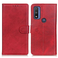 Funda de Cuero Cartera con Soporte Carcasa A05D para Motorola Moto G Pure Rojo