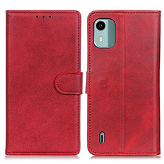 Funda de Cuero Cartera con Soporte Carcasa A05D para Nokia C12 Rojo