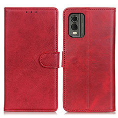 Funda de Cuero Cartera con Soporte Carcasa A05D para Nokia C32 Rojo