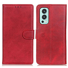 Funda de Cuero Cartera con Soporte Carcasa A05D para OnePlus Nord 2 5G Rojo