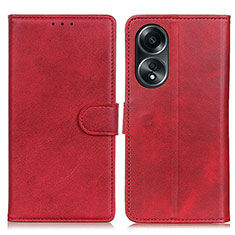 Funda de Cuero Cartera con Soporte Carcasa A05D para Oppo A18 Rojo