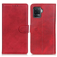 Funda de Cuero Cartera con Soporte Carcasa A05D para Oppo Reno5 F Rojo