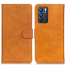 Funda de Cuero Cartera con Soporte Carcasa A05D para Oppo Reno6 5G Marron