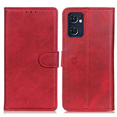 Funda de Cuero Cartera con Soporte Carcasa A05D para Oppo Reno7 5G Rojo