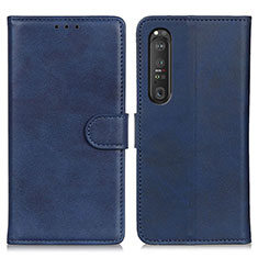 Funda de Cuero Cartera con Soporte Carcasa A05D para Sony Xperia 1 III Azul