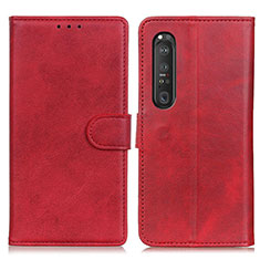 Funda de Cuero Cartera con Soporte Carcasa A05D para Sony Xperia 1 III Rojo