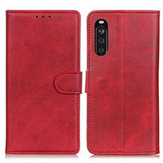 Funda de Cuero Cartera con Soporte Carcasa A05D para Sony Xperia 10 III SO-52B Rojo