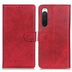 Funda de Cuero Cartera con Soporte Carcasa A05D para Sony Xperia 10 IV Rojo