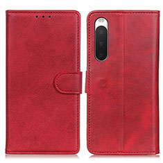Funda de Cuero Cartera con Soporte Carcasa A05D para Sony Xperia 10 IV SOG07 Rojo