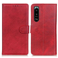 Funda de Cuero Cartera con Soporte Carcasa A05D para Sony Xperia 5 III SO-53B Rojo