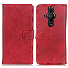 Funda de Cuero Cartera con Soporte Carcasa A05D para Sony Xperia PRO-I Rojo