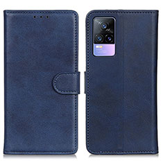 Funda de Cuero Cartera con Soporte Carcasa A05D para Vivo V21e 4G Azul