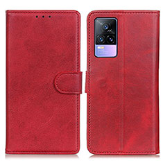 Funda de Cuero Cartera con Soporte Carcasa A05D para Vivo V21e 4G Rojo