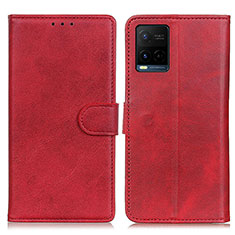 Funda de Cuero Cartera con Soporte Carcasa A05D para Vivo Y21 Rojo