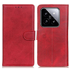 Funda de Cuero Cartera con Soporte Carcasa A05D para Xiaomi Mi 14 Pro 5G Rojo