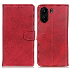 Funda de Cuero Cartera con Soporte Carcasa A05D para Xiaomi Poco C65 Rojo