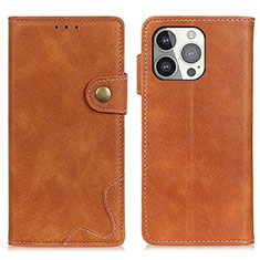 Funda de Cuero Cartera con Soporte Carcasa A06 para Apple iPhone 15 Pro Max Marron