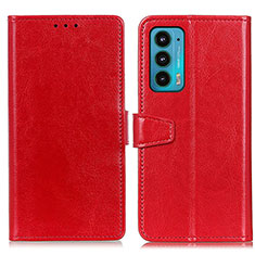 Funda de Cuero Cartera con Soporte Carcasa A06D para Motorola Moto Edge Lite 5G Rojo