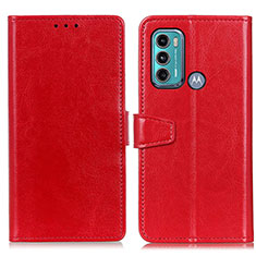 Funda de Cuero Cartera con Soporte Carcasa A06D para Motorola Moto G60 Rojo