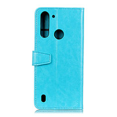 Funda de Cuero Cartera con Soporte Carcasa A06D para Motorola Moto One Fusion Azul Cielo