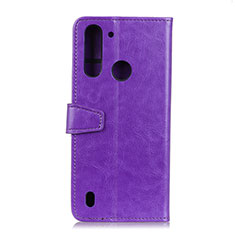 Funda de Cuero Cartera con Soporte Carcasa A06D para Motorola Moto One Fusion Morado