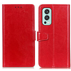 Funda de Cuero Cartera con Soporte Carcasa A06D para OnePlus Nord 2 5G Rojo