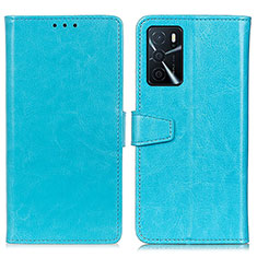 Funda de Cuero Cartera con Soporte Carcasa A06D para Oppo A16 Azul Cielo