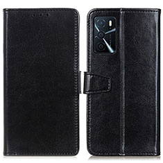 Funda de Cuero Cartera con Soporte Carcasa A06D para Oppo A16 Negro