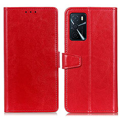 Funda de Cuero Cartera con Soporte Carcasa A06D para Oppo A16s Rojo