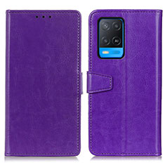 Funda de Cuero Cartera con Soporte Carcasa A06D para Oppo A54 4G Morado