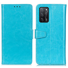 Funda de Cuero Cartera con Soporte Carcasa A06D para Oppo A55 5G Azul Cielo