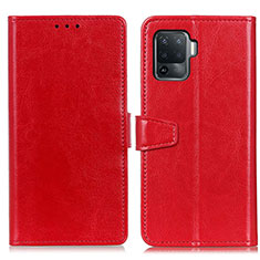 Funda de Cuero Cartera con Soporte Carcasa A06D para Oppo A94 4G Rojo