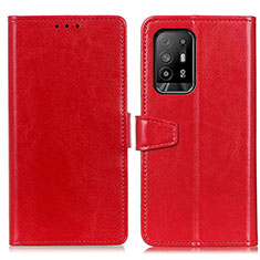 Funda de Cuero Cartera con Soporte Carcasa A06D para Oppo F19 Pro+ Plus 5G Rojo