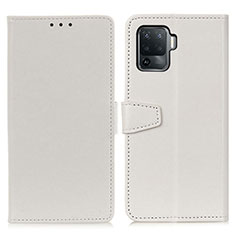 Funda de Cuero Cartera con Soporte Carcasa A06D para Oppo Reno5 F Blanco