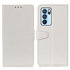 Funda de Cuero Cartera con Soporte Carcasa A06D para Oppo Reno6 Pro 5G India Blanco